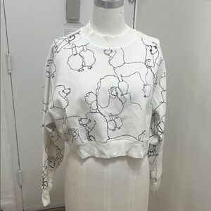 H&M Cream Sweatshirt with Black Animal Sketches